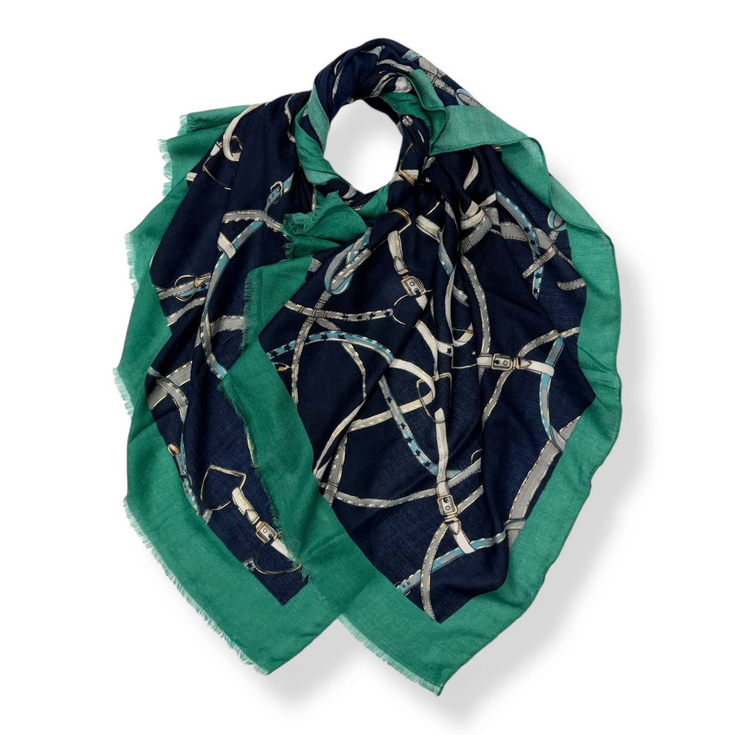 Horse Chain lightweight scarf : Navy Green