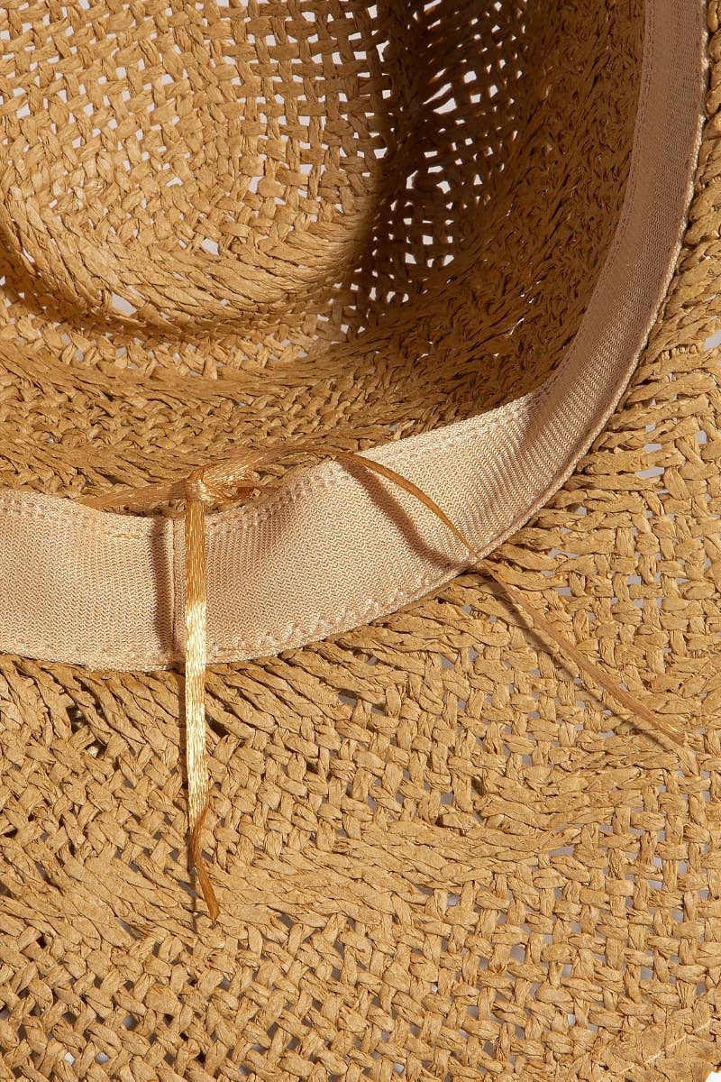 Mixed Beaded And Rope Western Fedora Straw Hat: KA