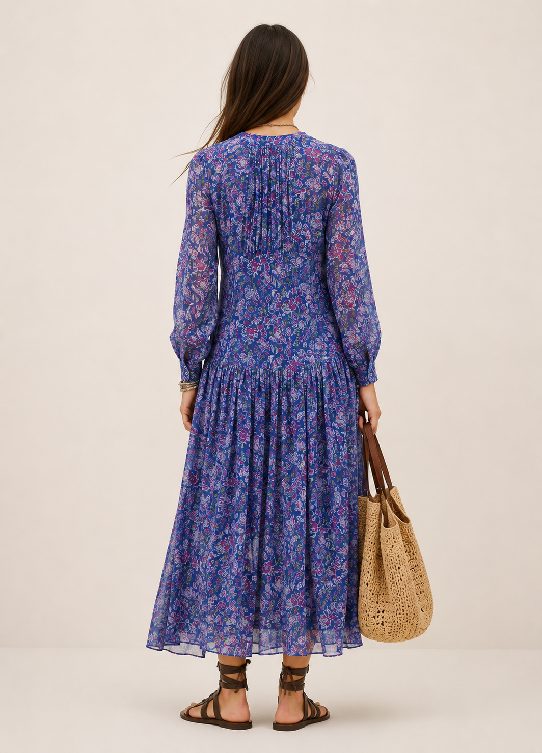 Inky blue cotton / silk mix maxi dress and separate under vest. With side pockets. Beautiful breathable fabric.