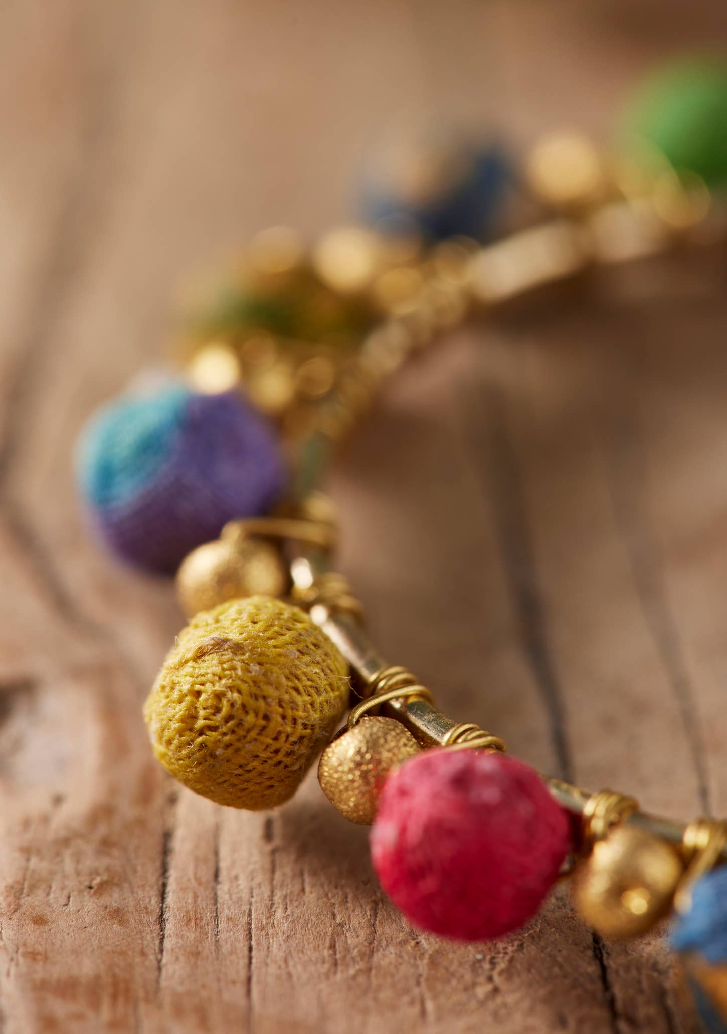 Recycled Sari Bead Hoop Earrings
