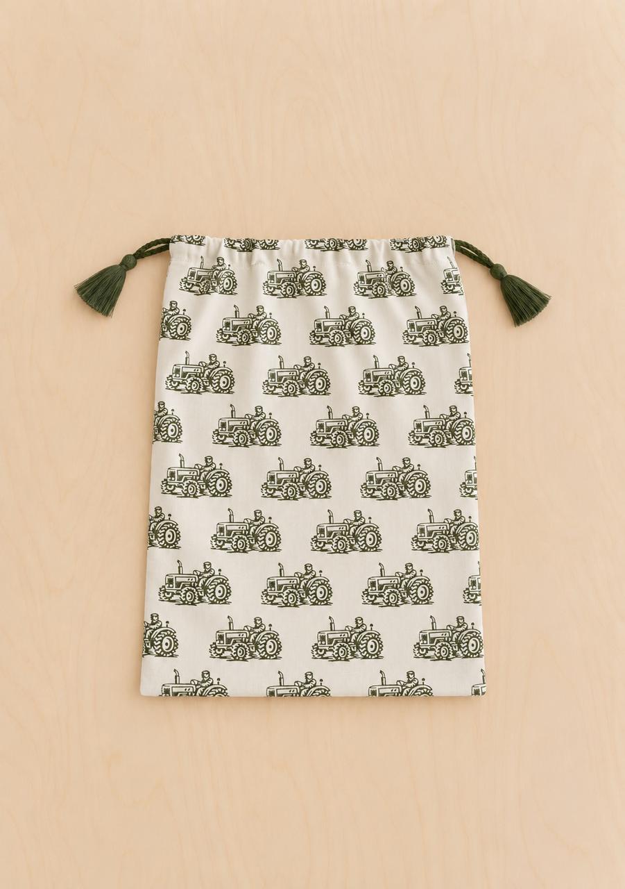 Kids Woodblock Print Tractor Pyjamas