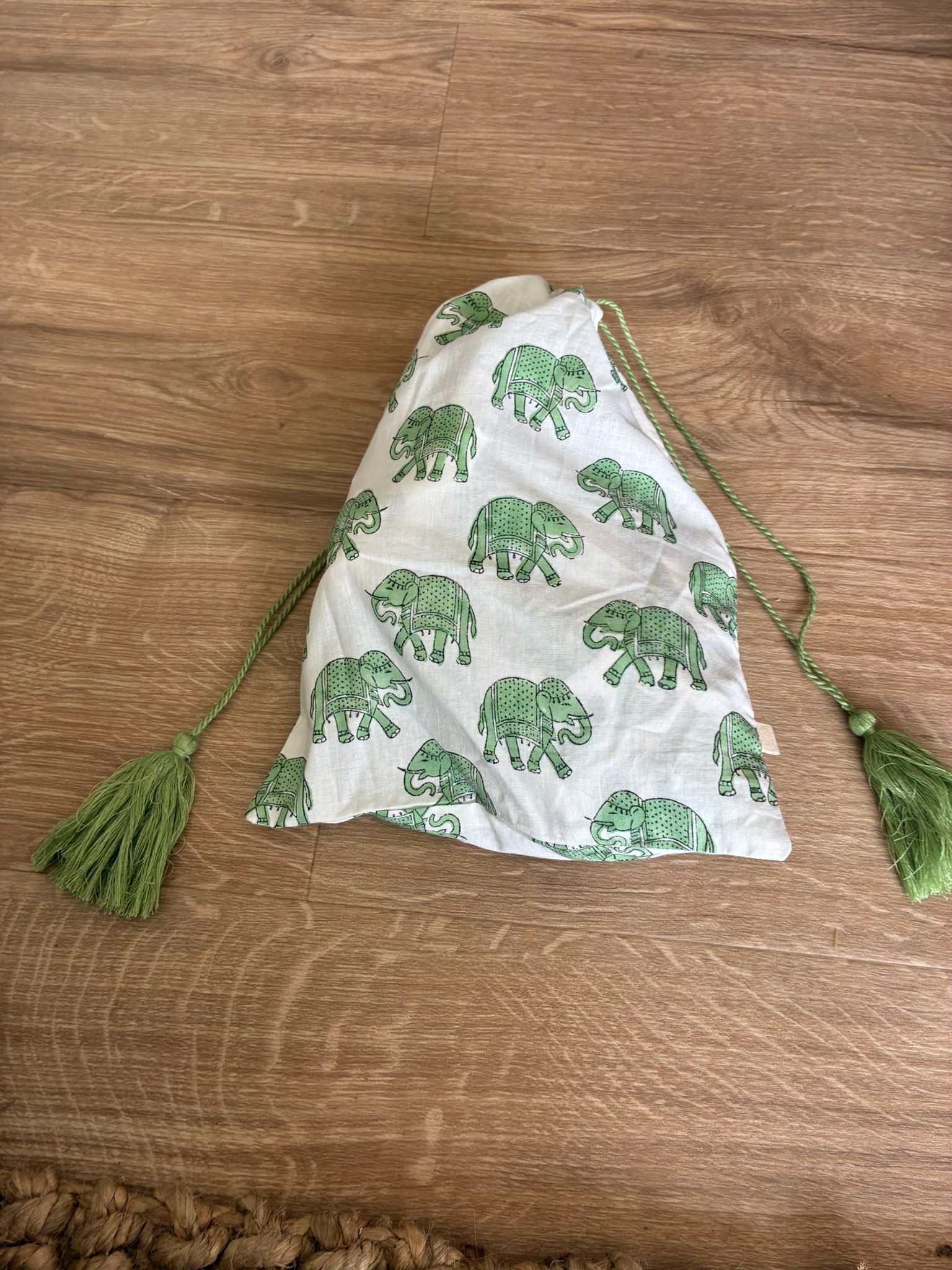 Kids Elephant print pyjamas in woodblock print cotton voile. Available in pink, blue & Green