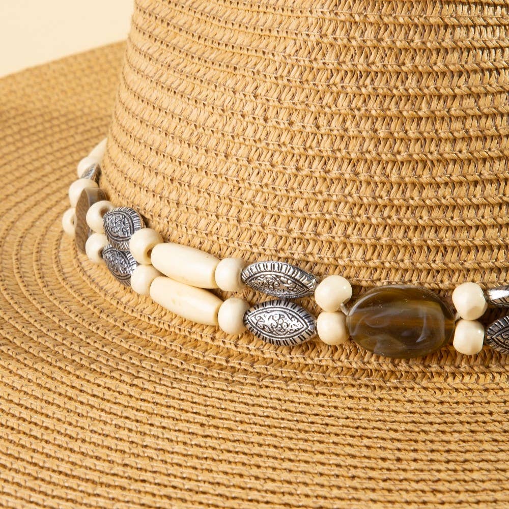 Assorted Beads Summer Straw Hat: KA