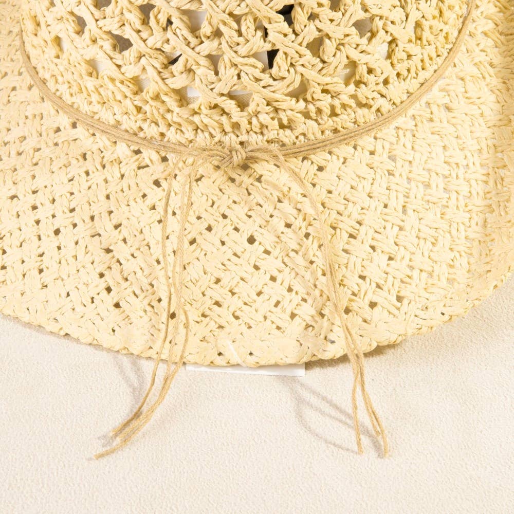 Braided Beads Straw Cowboy Hat: KA