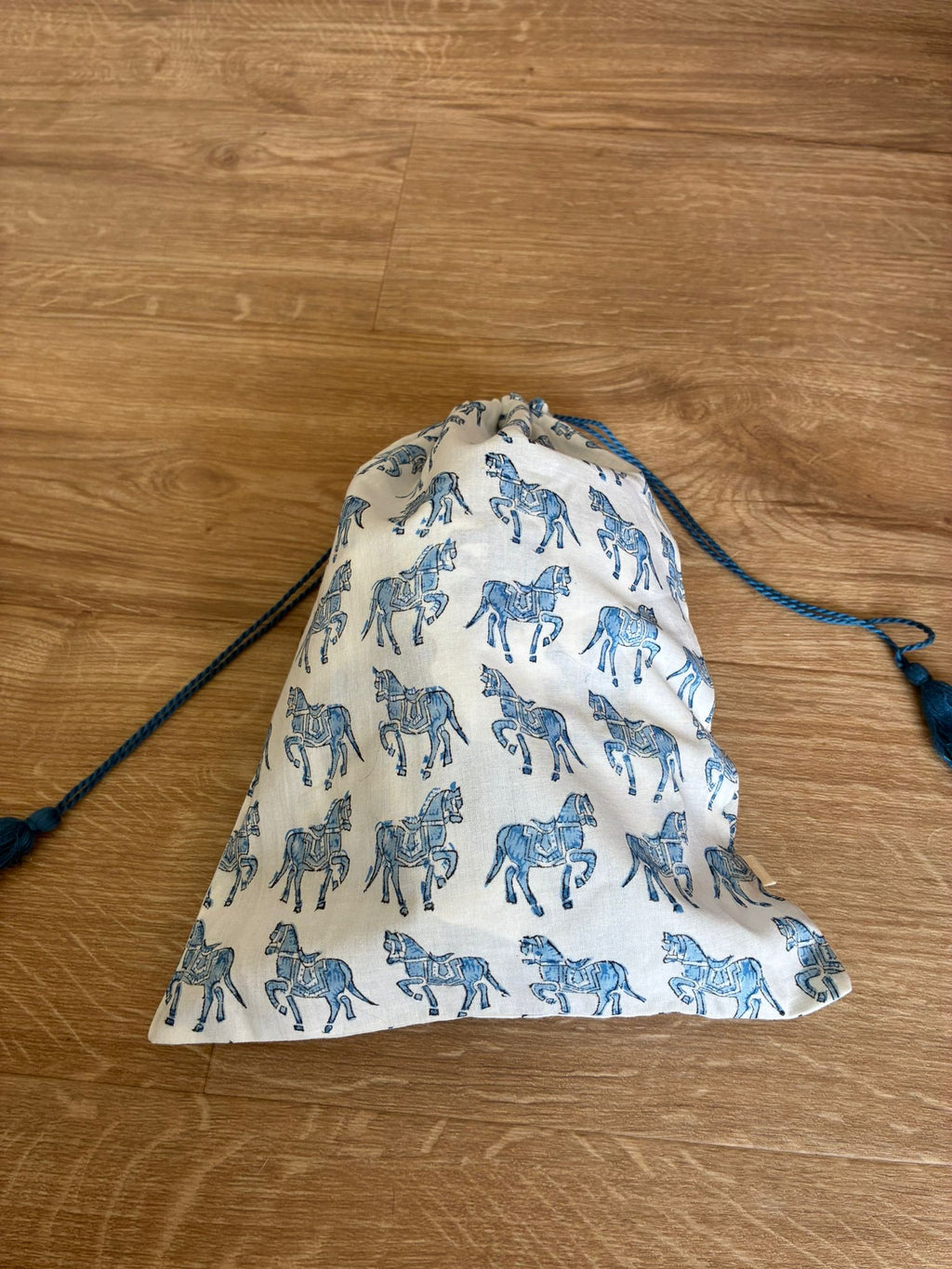Kids horse print pyjamas in woodblock print cotton voile Available in pink and blue