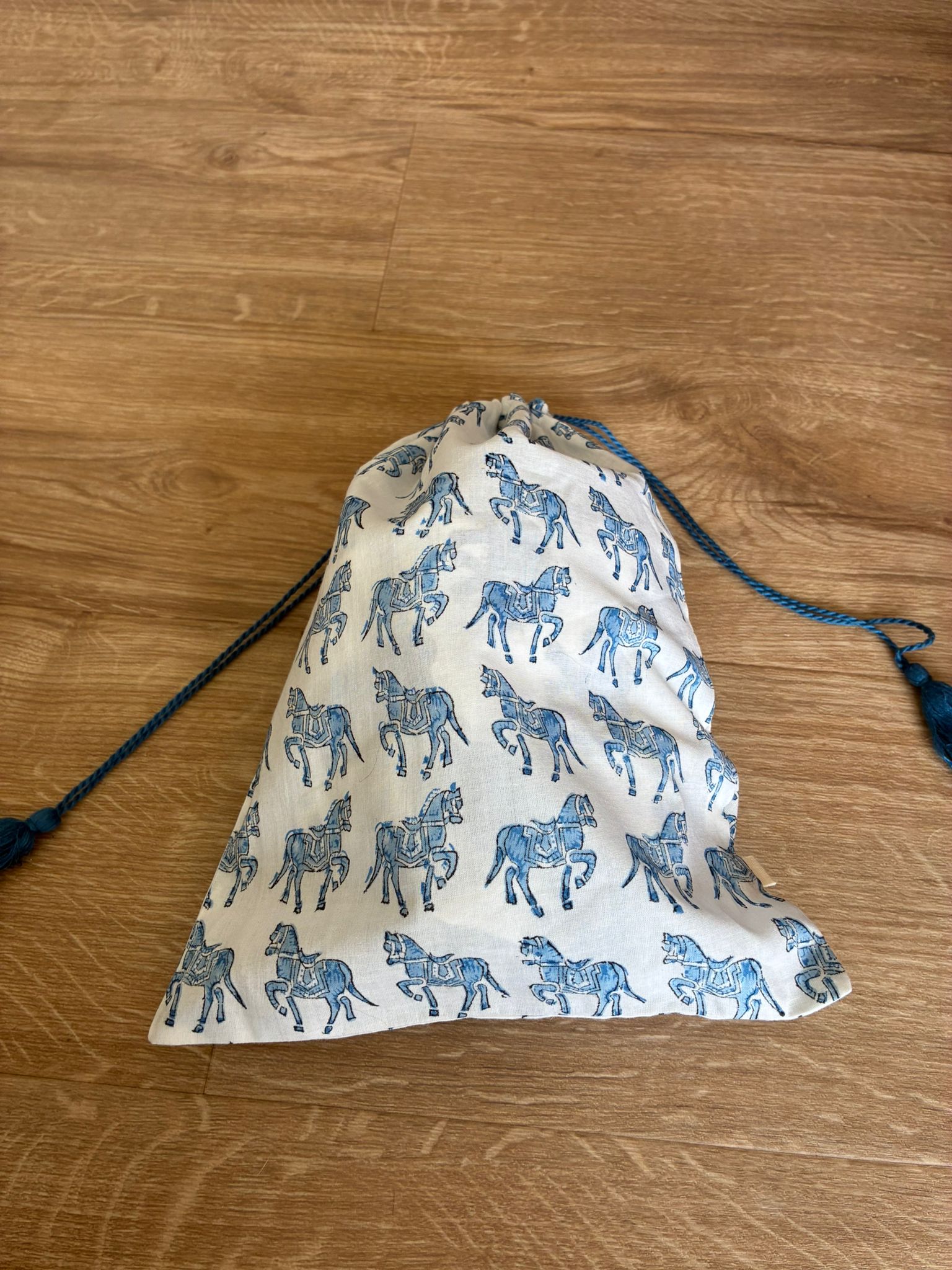 Kids horse print pyjamas in woodblock print cotton voile Available in pink and blue