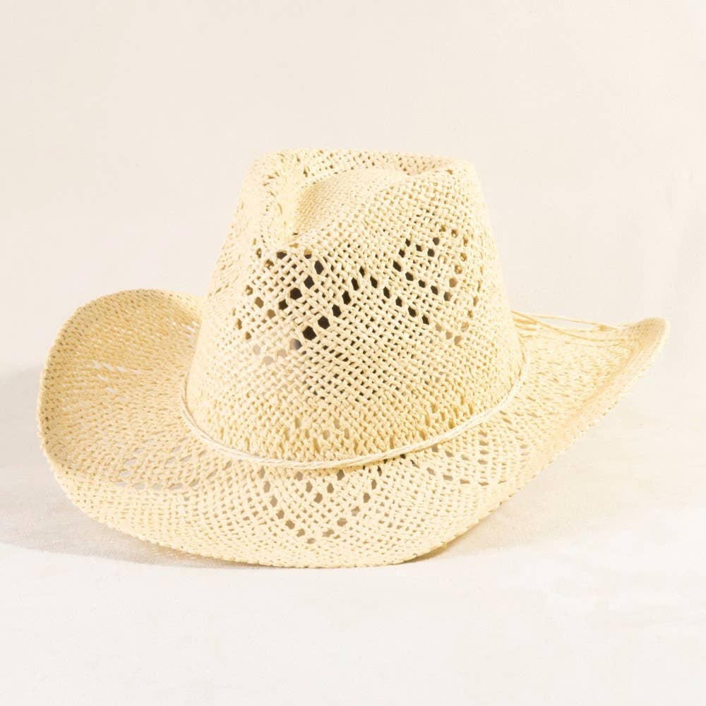 Thin Rope Strap Straw Cowboy Hat: KA