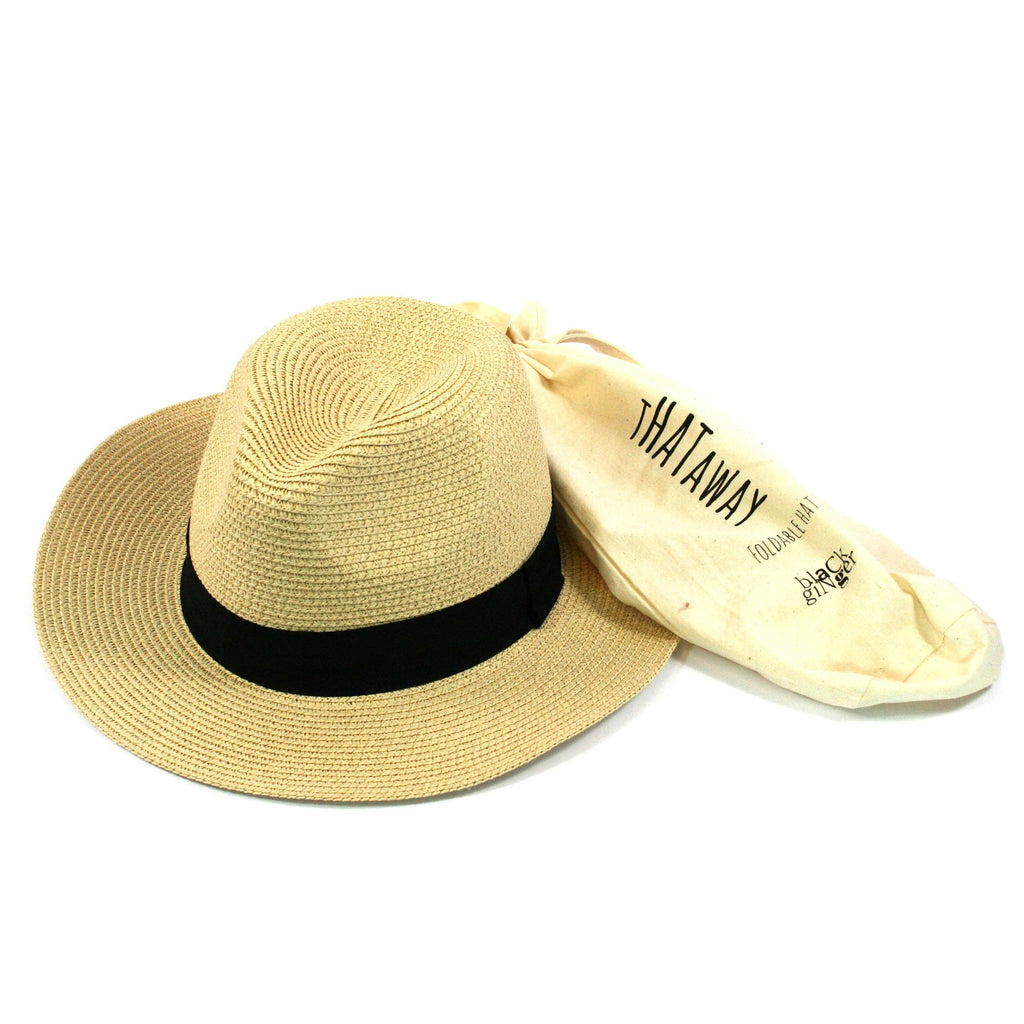 Panama Style Foldable Sun Hat in Bag  - Medium (57cm)