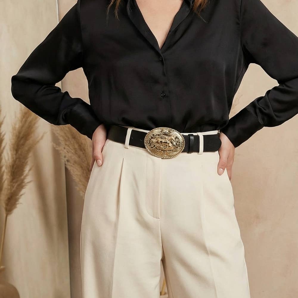 Large Western Horse Medallion Buckle Belt: GBK