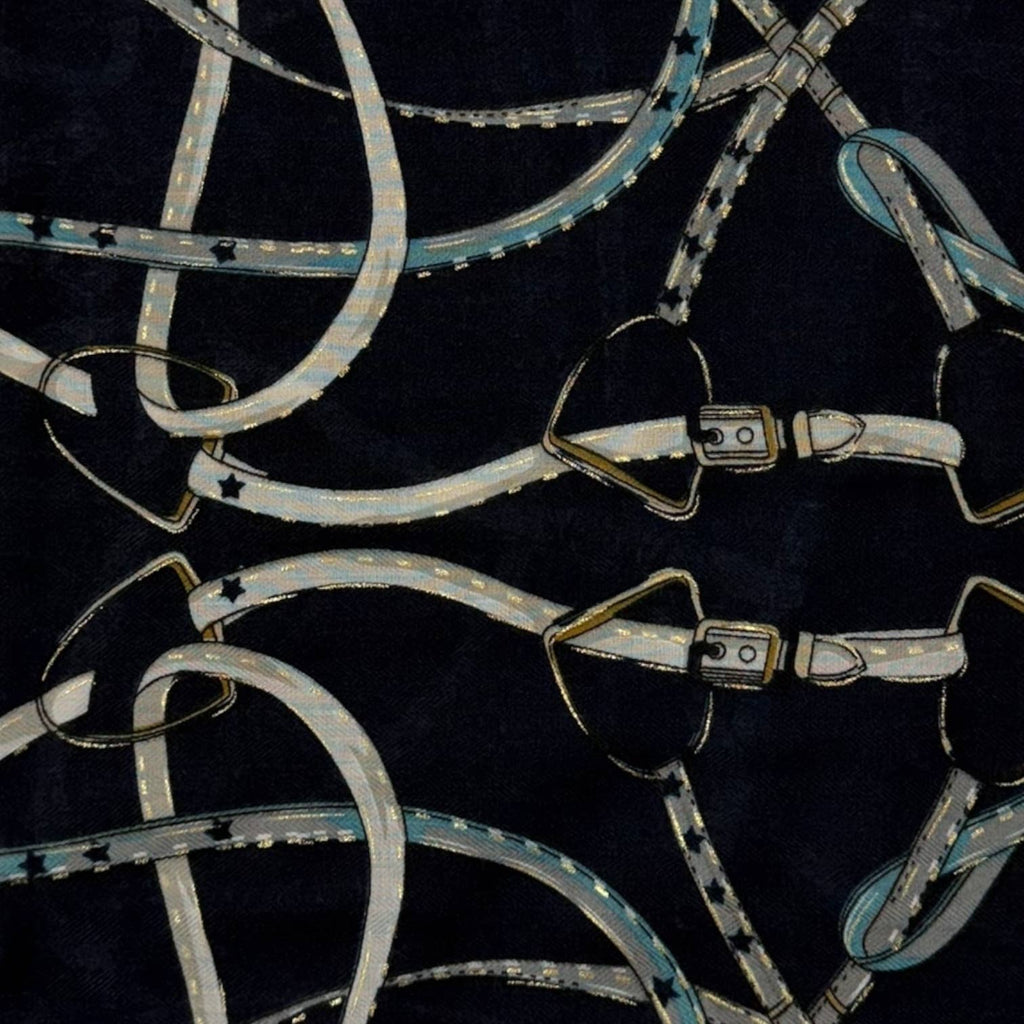 Horse Chain lightweight scarf : Navy Green