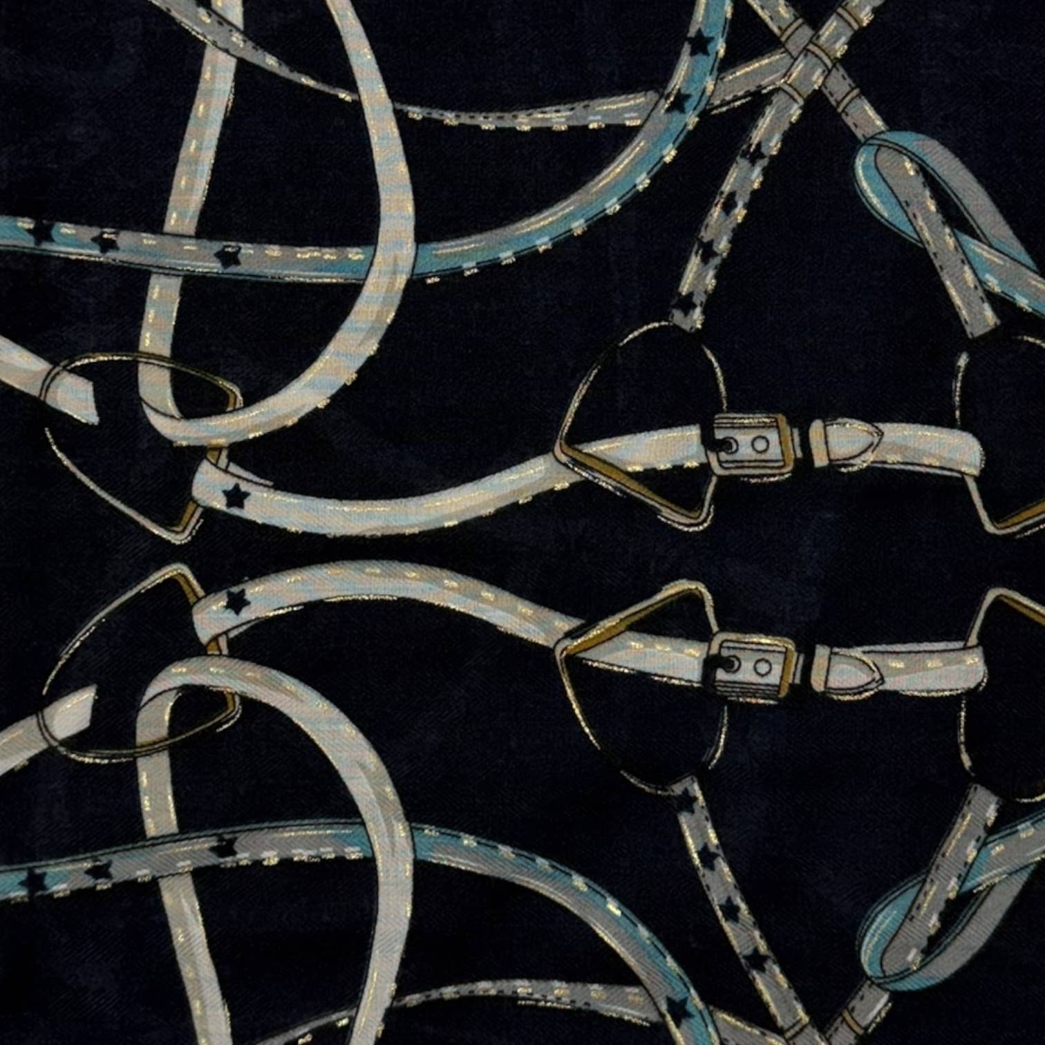 Horse Chain lightweight scarf : Navy Green