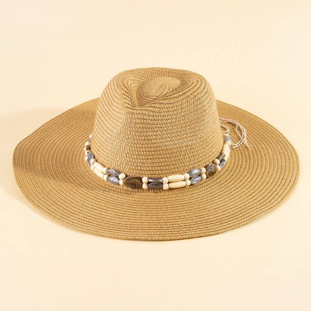 Assorted Beads Summer Straw Hat: KA