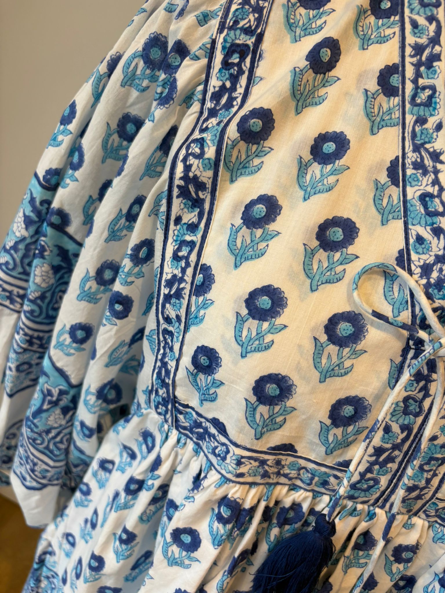Amelia Floaty sleeve Folk Print maxi dress