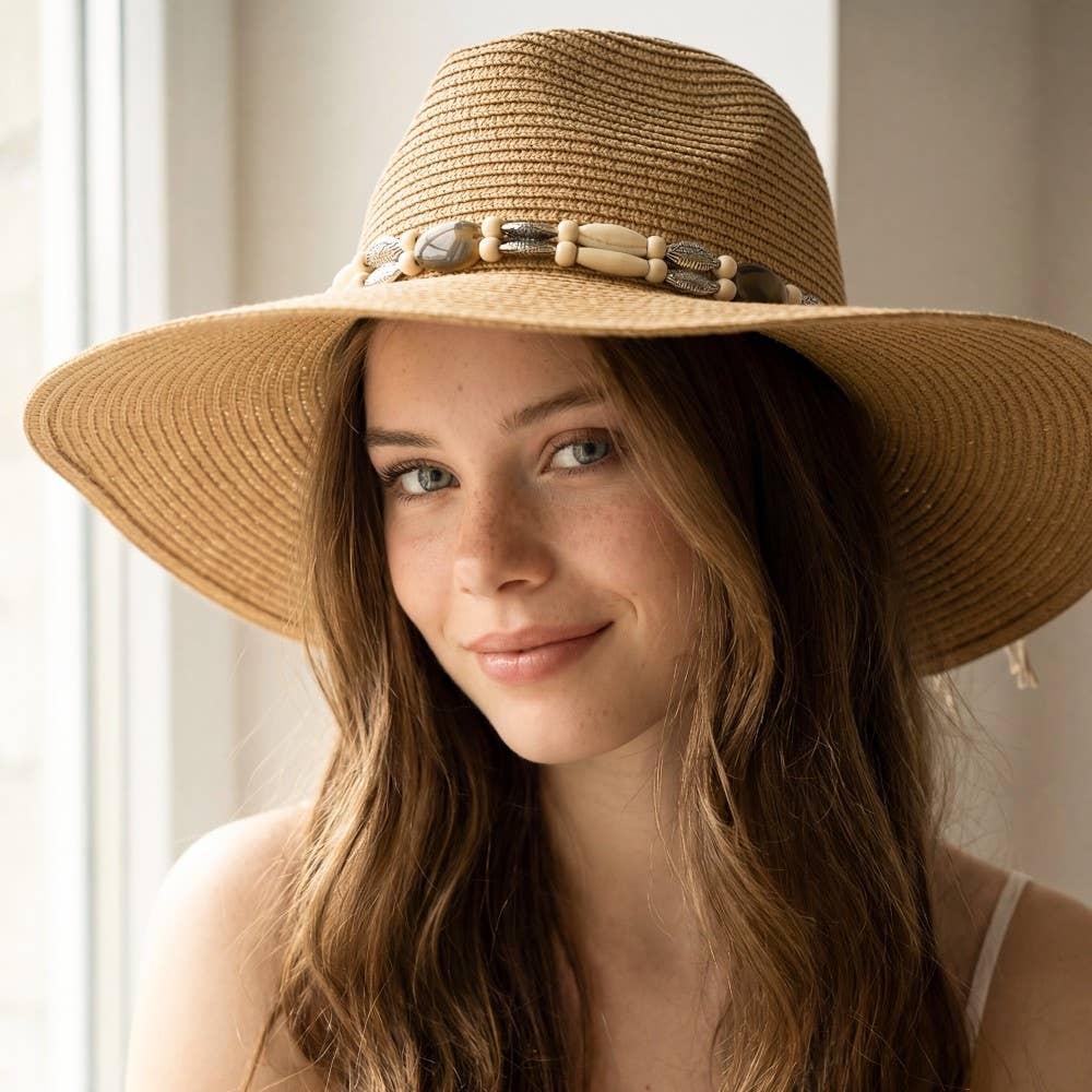 Assorted Beads Summer Straw Hat: KA
