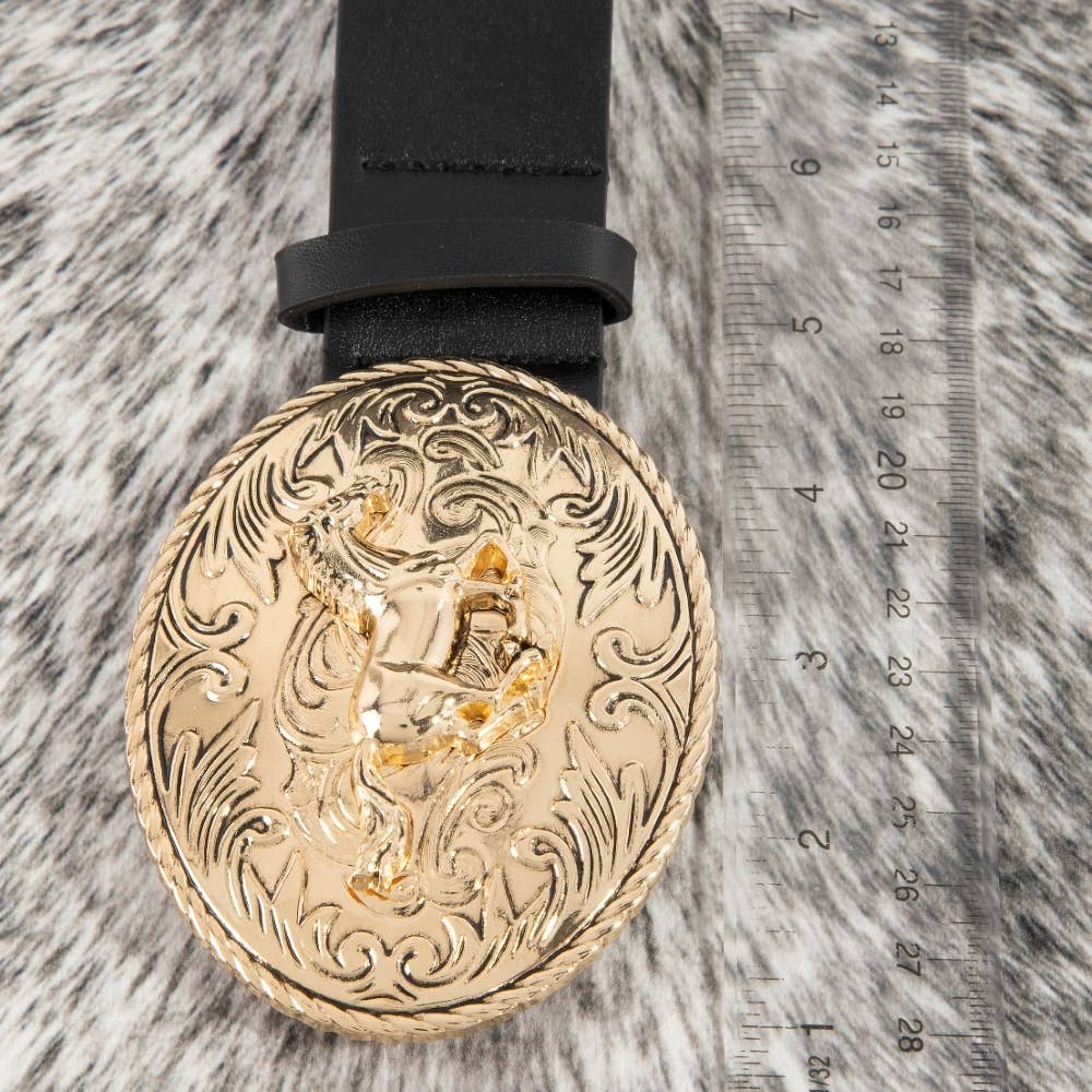 Large Western Horse Medallion Buckle Belt: GBK