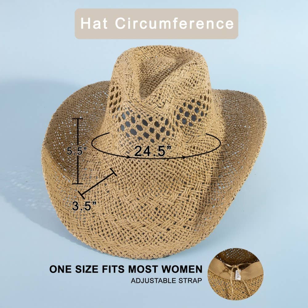 Straw Braid Western Cowboy Hat: KH