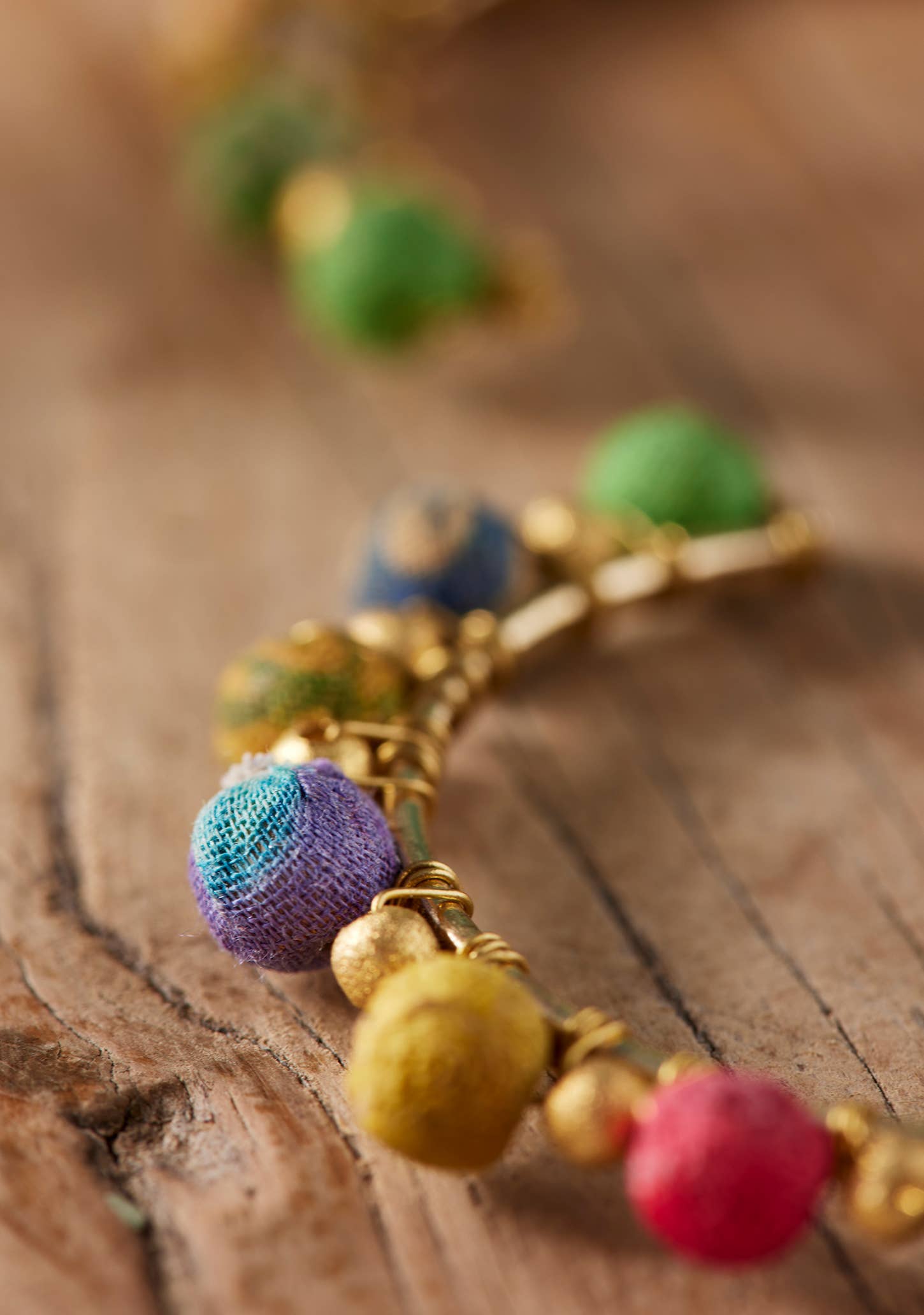 Recycled Sari Bead Hoop Earrings