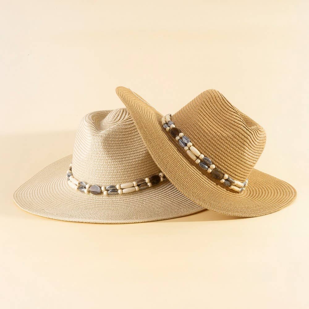 Assorted Beads Summer Straw Hat: KA
