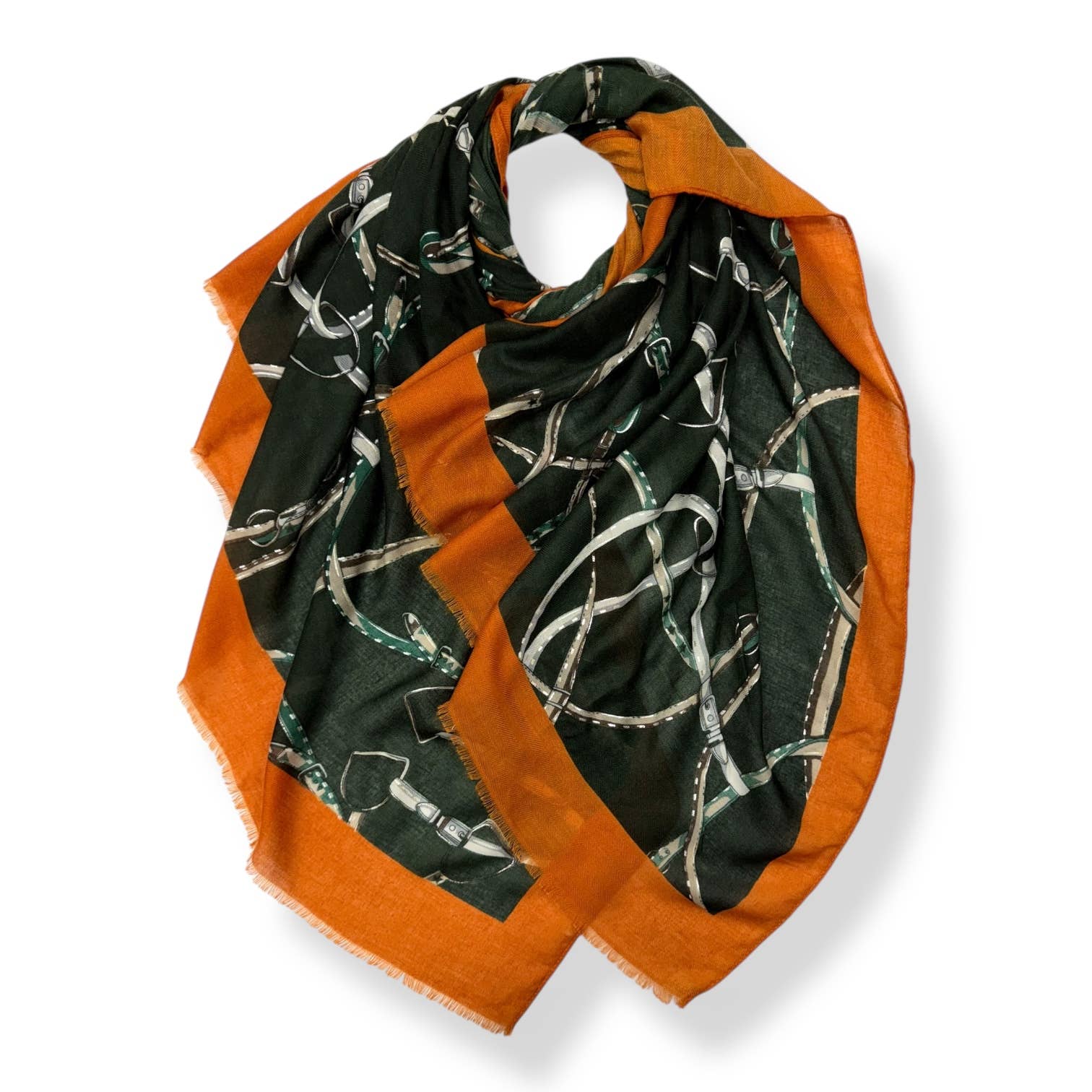 Horse Chain lightweight scarf : Navy Green