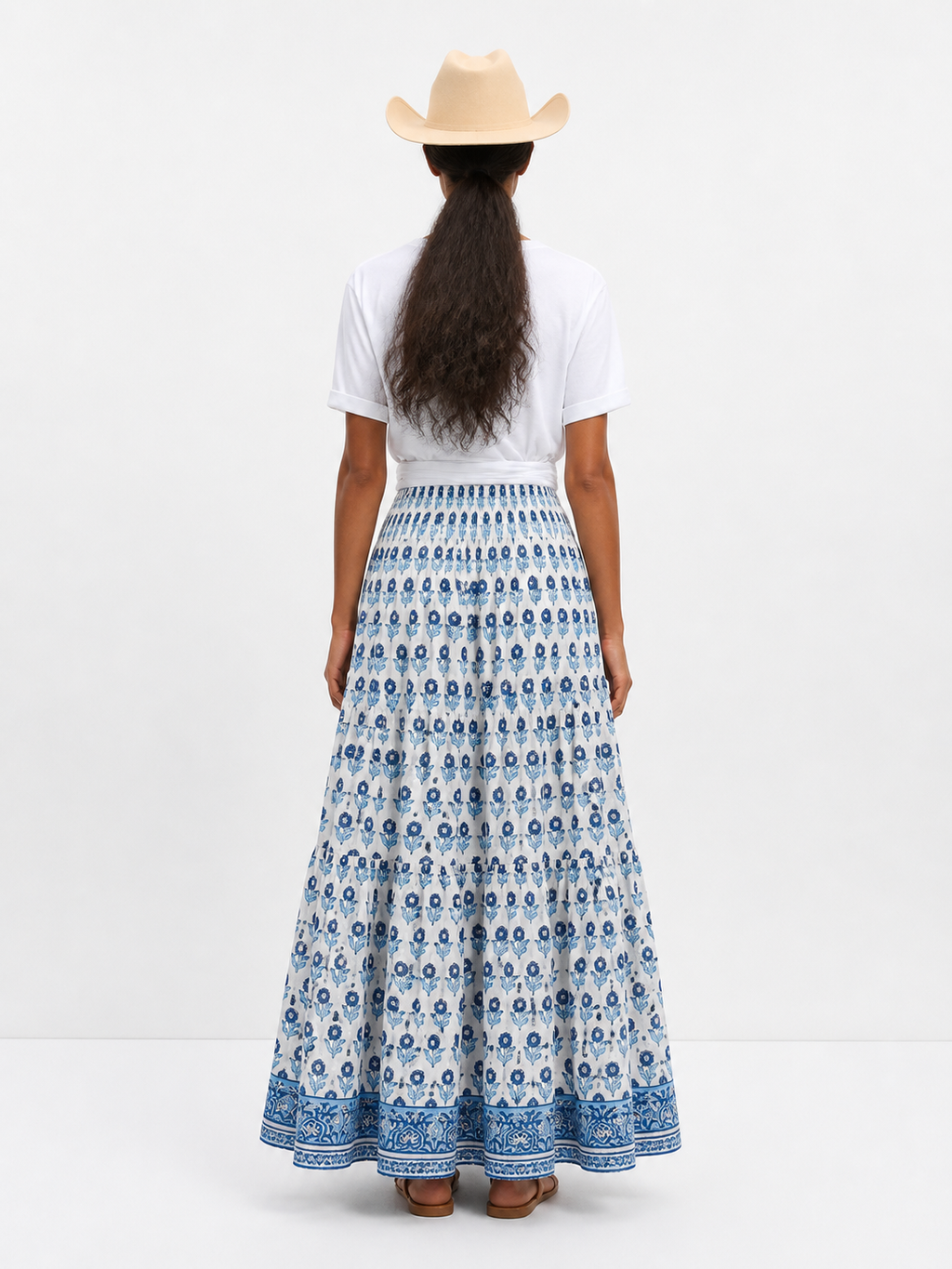 Maxi Gypsy Skirt in Woodblock print