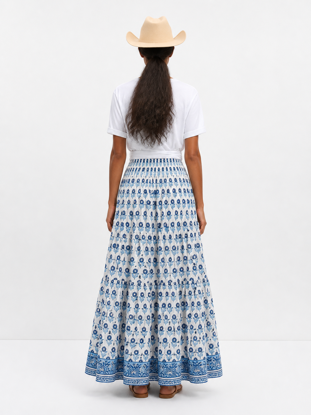 Maxi Gypsy Skirt in Woodblock print