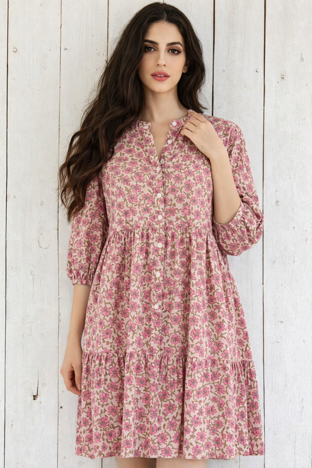 Sadie Rose pink floral dress, 100% cotton