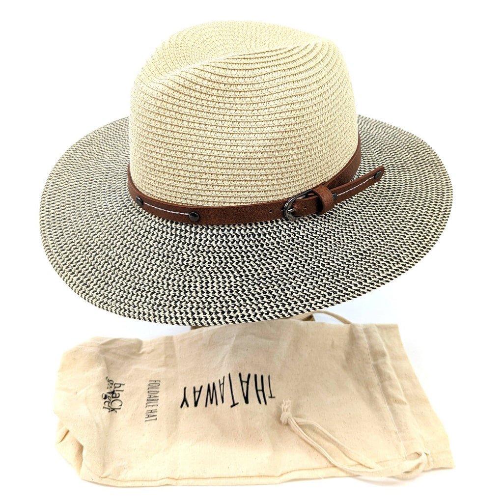 Folding Panama Travel Hat - Mottled/Natural with Belt (57cm)