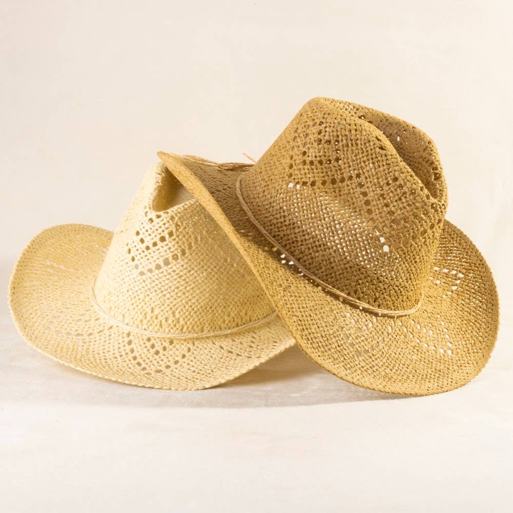 Thin Rope Strap Straw Cowboy Hat: KA