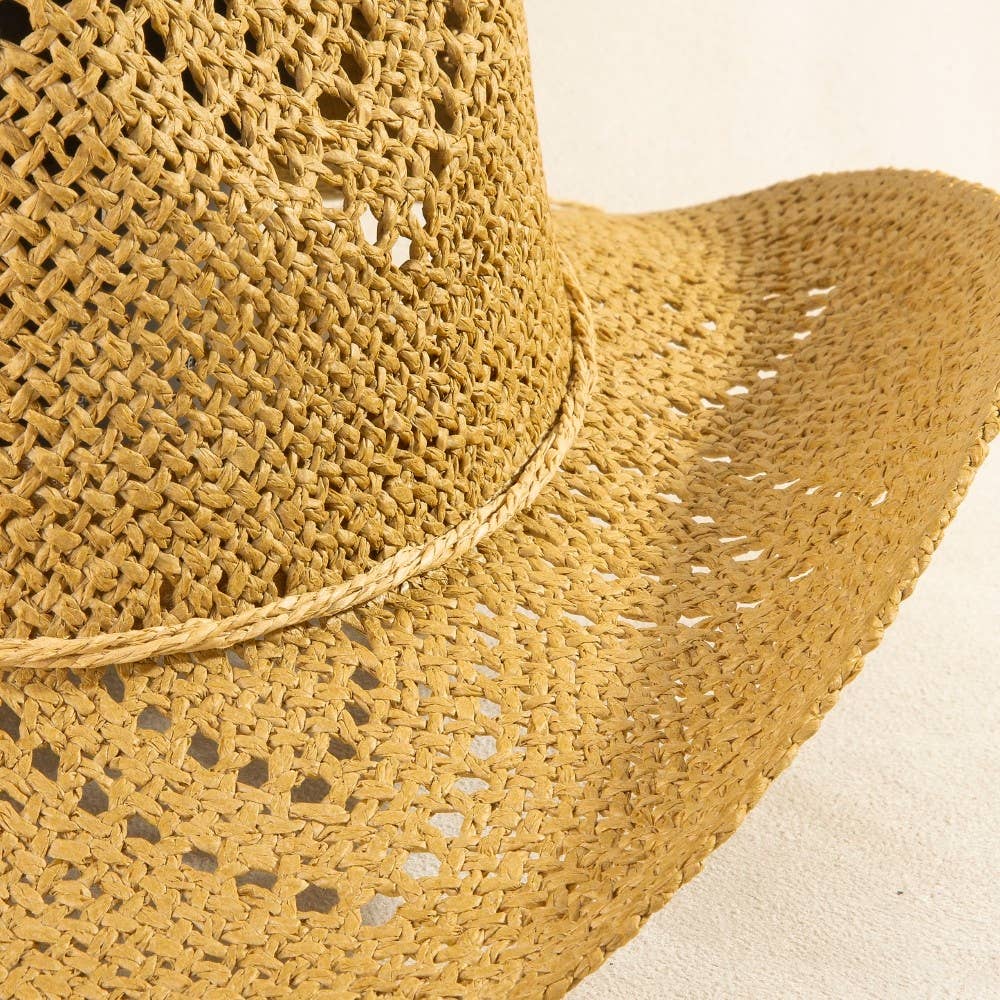Thin Rope Strap Straw Cowboy Hat: KA
