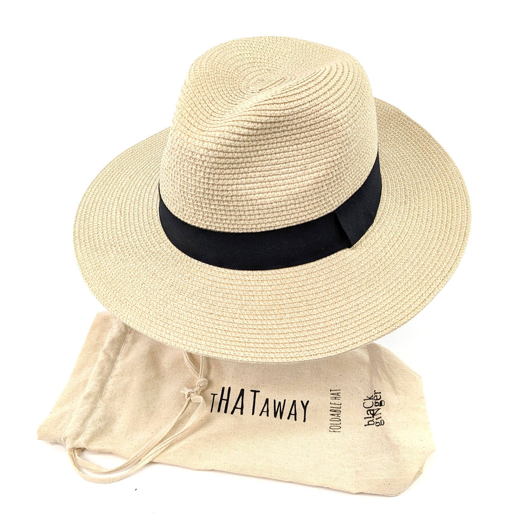Panama Style Foldable Sun Hat in Bag  - Medium (57cm)