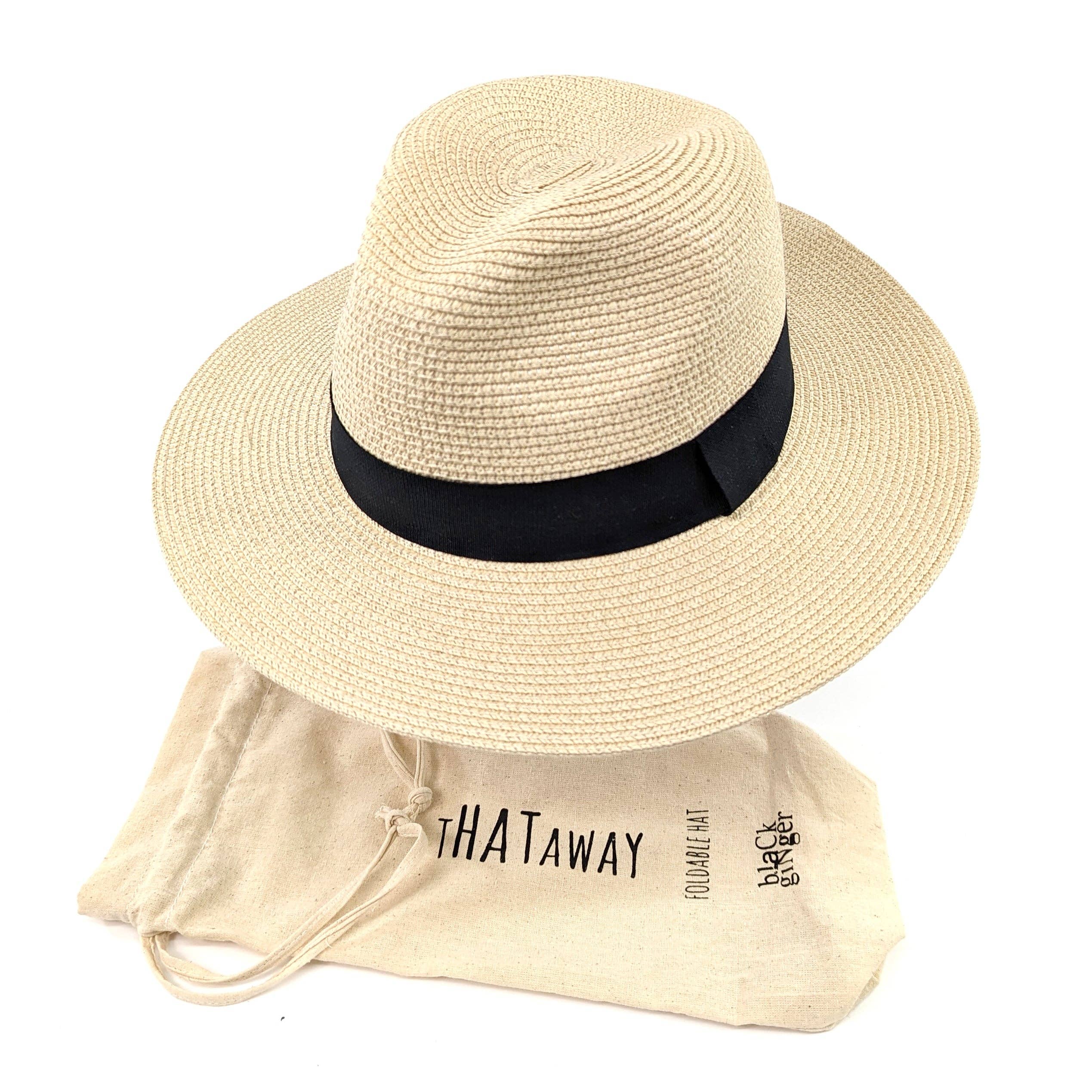 Panama Style Foldable Sun Hat in Bag  - Medium (57cm)