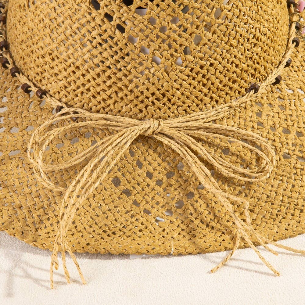 Beaded Strap Straw Cowboy Hat: IV