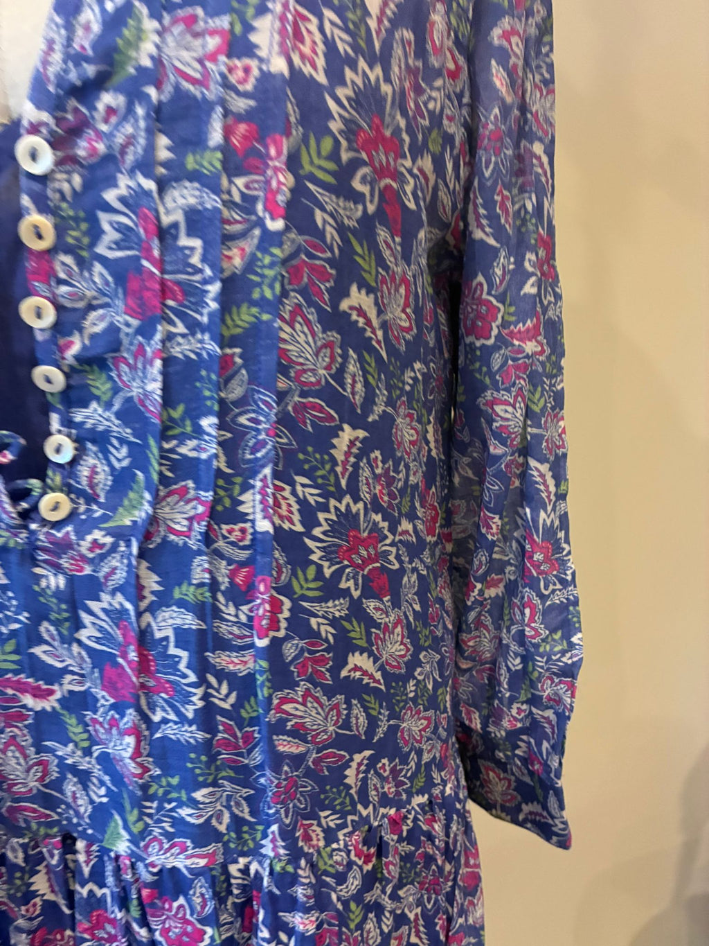 Inky blue cotton / silk mix maxi dress and separate under vest. With side pockets. Beautiful breathable fabric.
