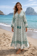 Amelia Floaty sleeve Folk Print maxi dress
