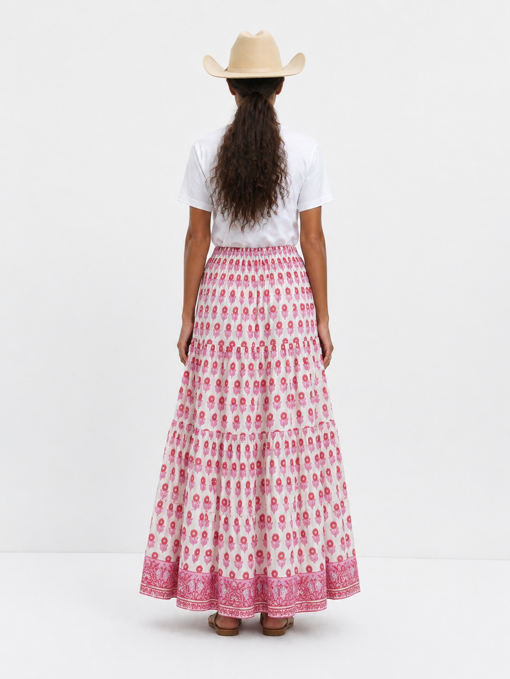 Woodblock printed by hand -Folk Gypsy Skirt - fully lined with cotton voile.