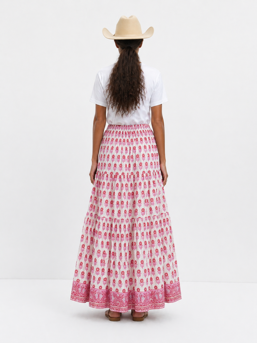 Woodblock printed by hand -Folk Gypsy Skirt - fully lined with cotton voile.