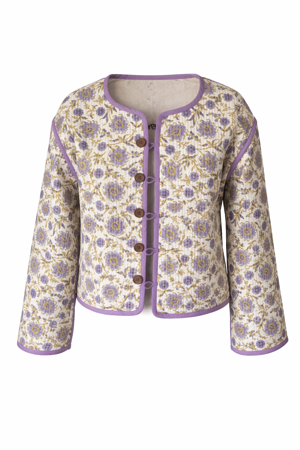 Peony Woodblock print Cotton jacket - reversible