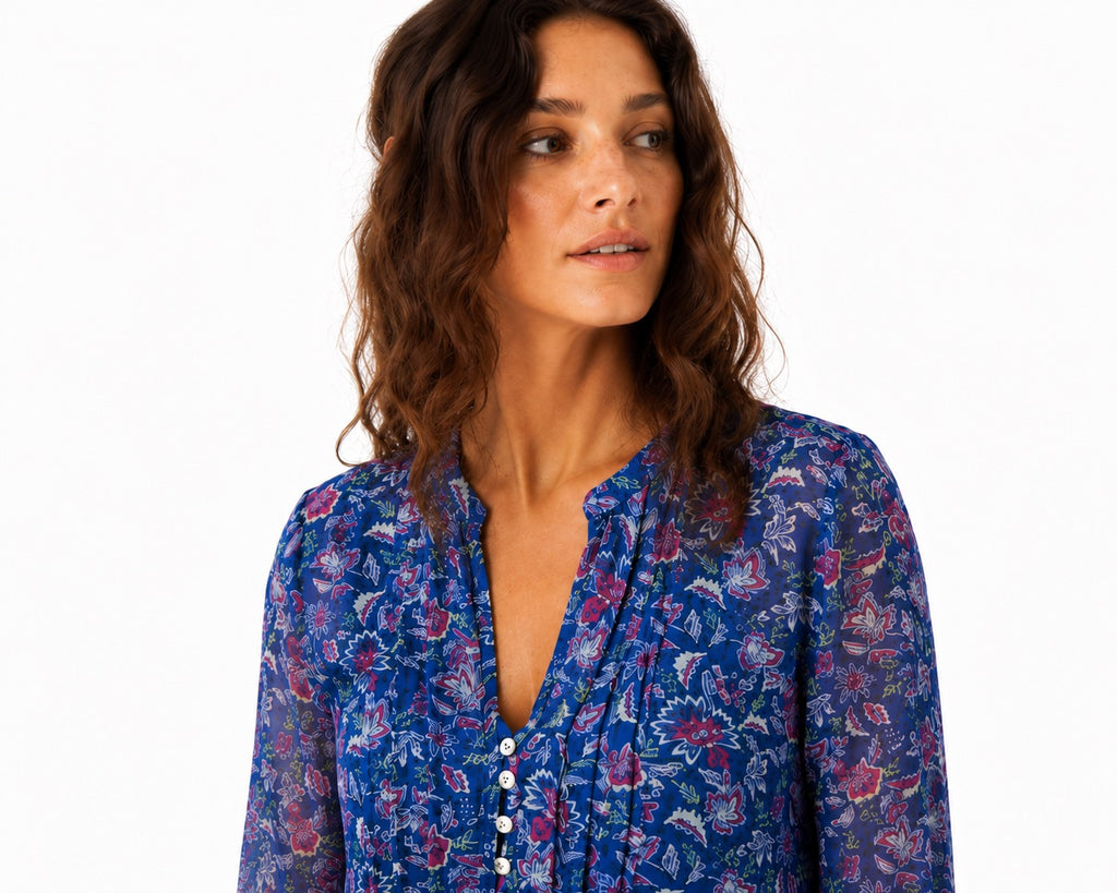 Inky blue cotton / silk mix maxi dress and separate under vest. With side pockets. Beautiful breathable fabric.