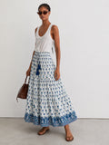 Maxi Gypsy Skirt in Woodblock print