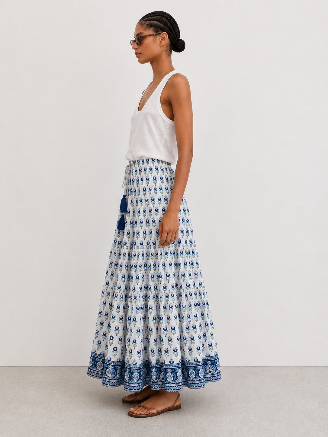 Maxi Gypsy Skirt in Woodblock print