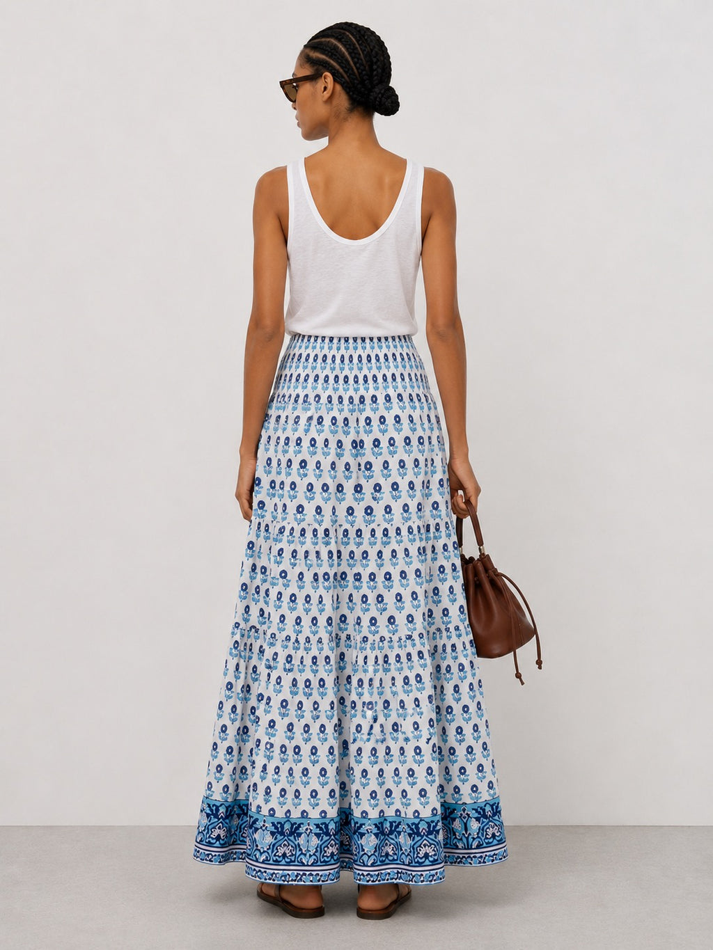 Maxi Gypsy Skirt in Woodblock print