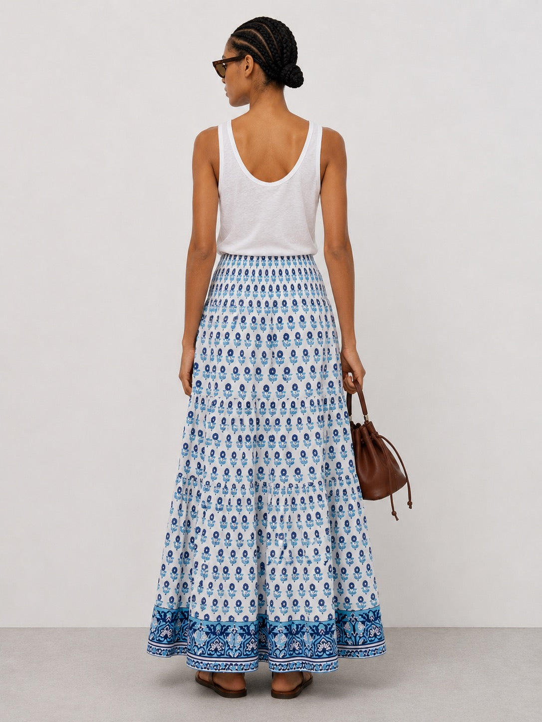 Maxi Gypsy Skirt in Woodblock print