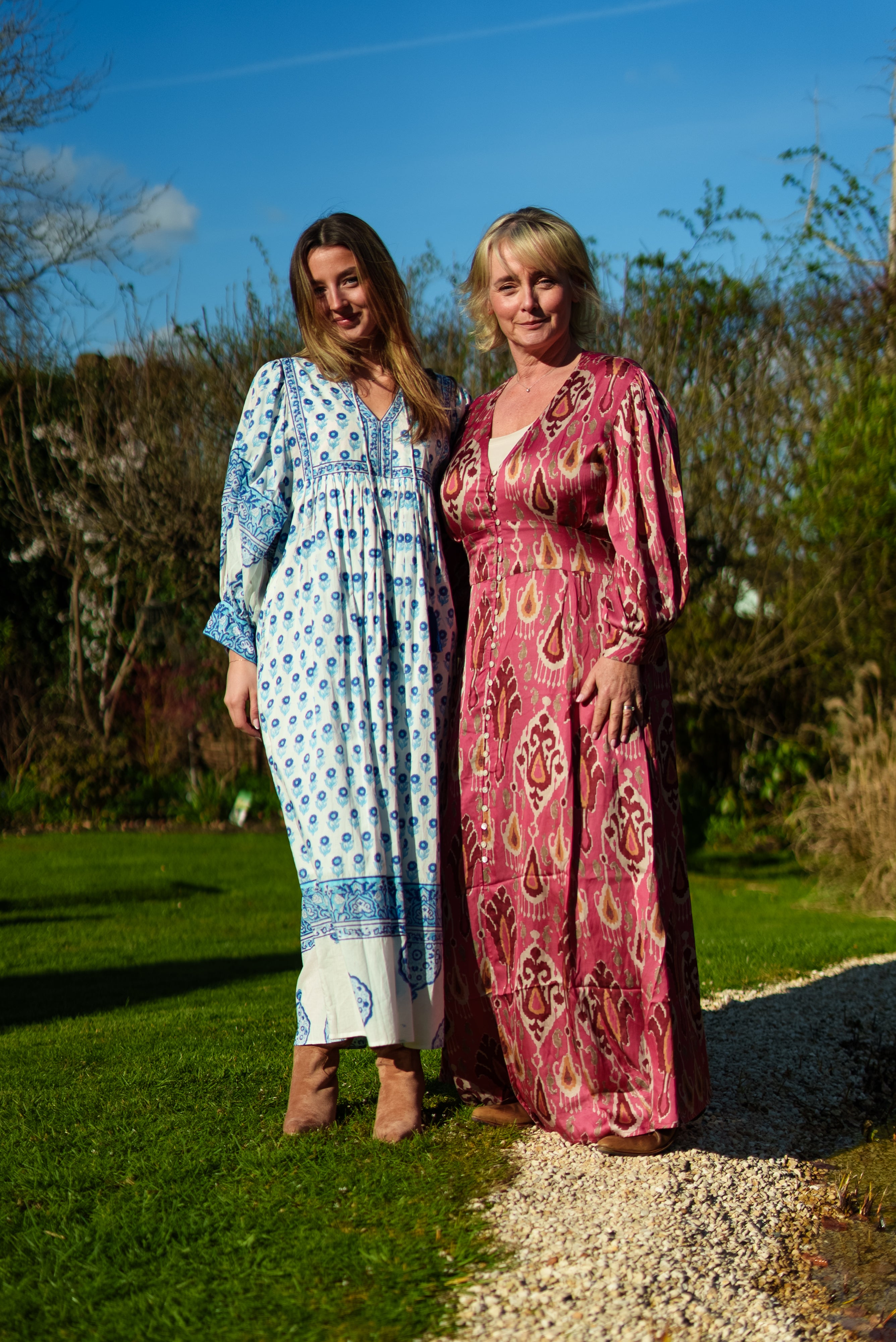 Amelia Floaty sleeve Folk Print maxi dress