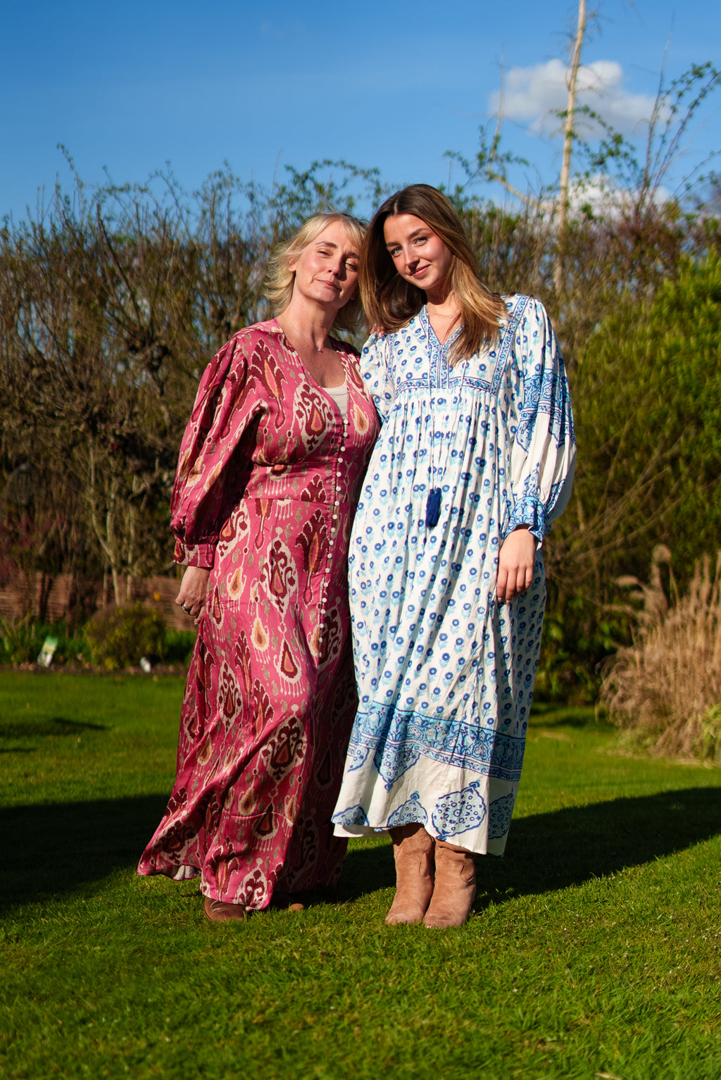 Amelia Floaty sleeve Folk Print maxi dress