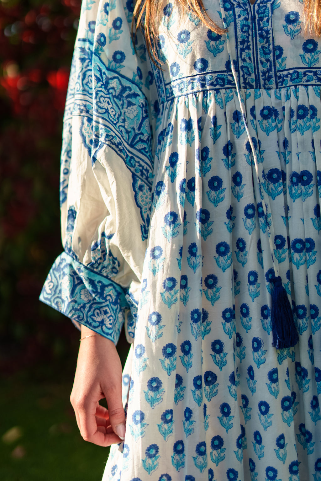 Amelia Floaty sleeve Folk Print maxi dress