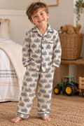 Kids Woodblock Print Tractor Pyjamas