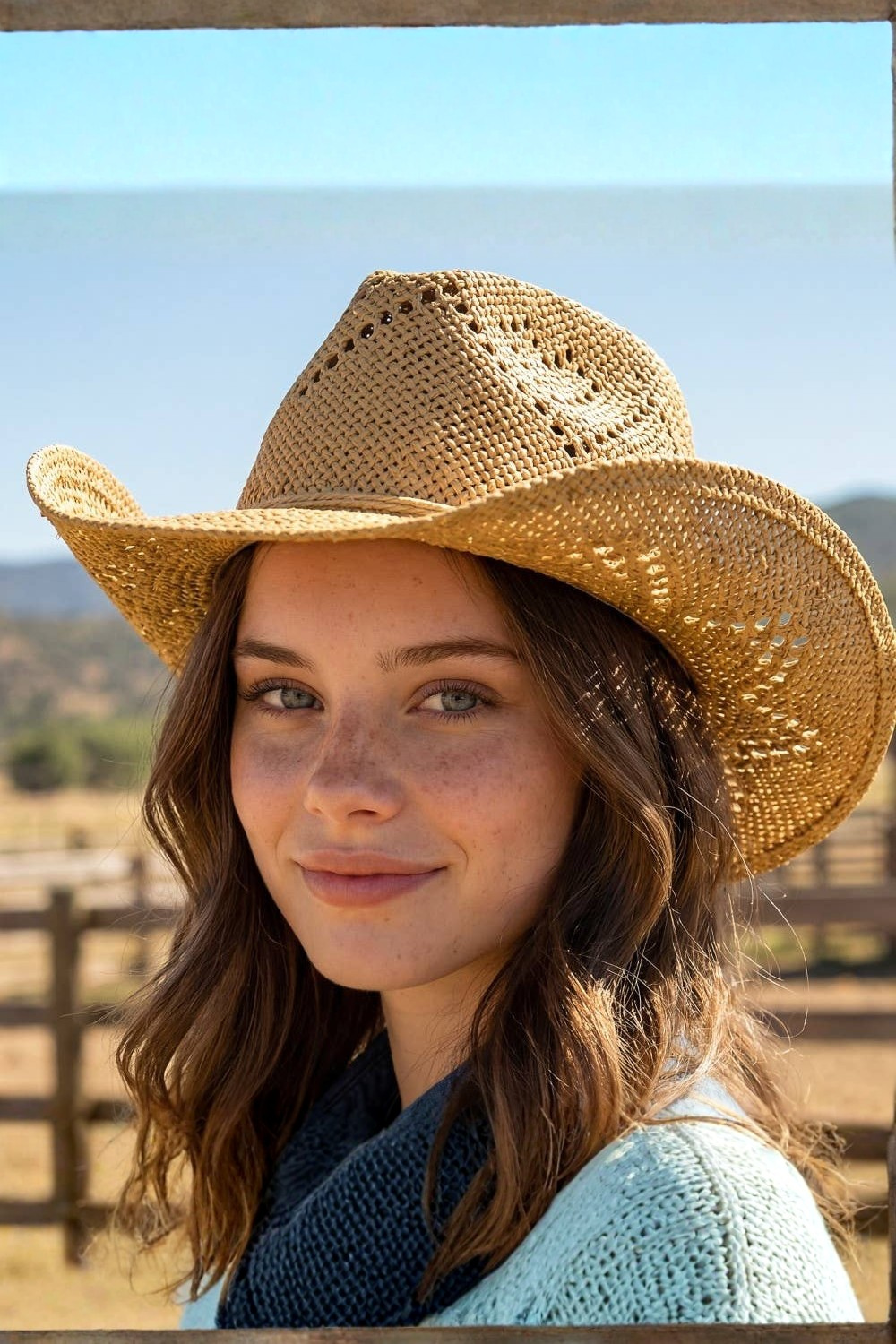 Thin Rope Strap Straw Cowboy Hat: KA