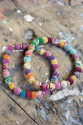 Recycled Fabric Bead Bracelet With Silver Spacers