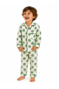 Kids Elephant print pyjamas in woodblock print cotton voile. Available in pink, blue & Green