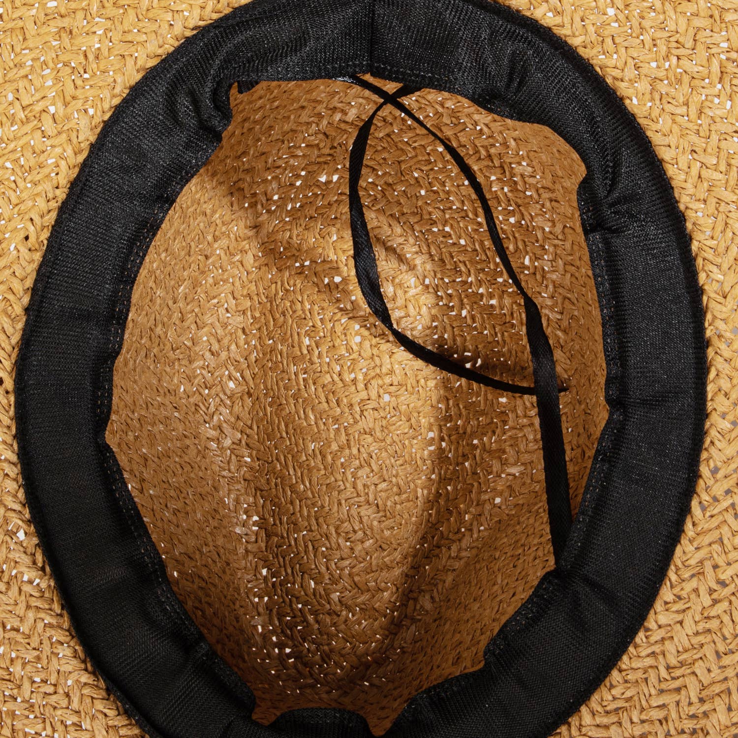 Straw Braided Ribbon Band Fedora Hat: BK